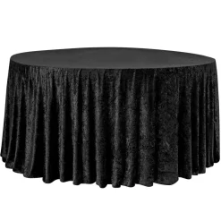Premade Velvet Tablecloth - 132" Round - Black
