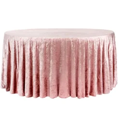 Premade Velvet Tablecloth - 132" Round - Dusty Rose