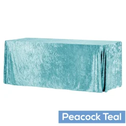 Premade Velvet Tablecloth - 90" x 156" Rectangular - Peacock TealGold