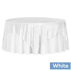 Premade Velvet Tablecloth - 85" x 85" Square - White