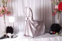 Premium Taffeta (Chameleon) Fabric Chair Cover By Eastern Mills in Silver - Universal Fit!