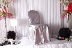Premium Taffeta (Chameleon) Fabric Chair Cover By Eastern Mills in Silver - Universal Fit!
