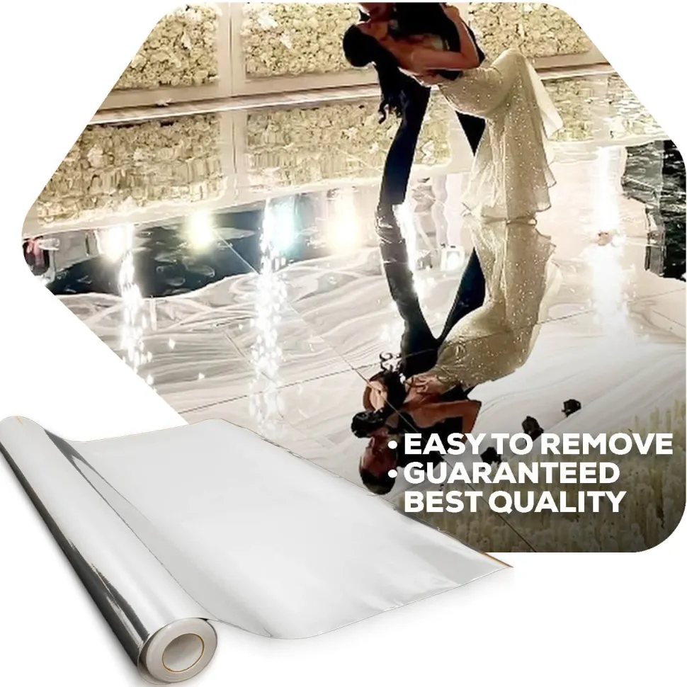 Premium Vinyl Dance Floor Wrap - Silver Mirror - Multiple Sizes