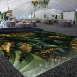 Premium Vinyl Dance Floor Wrap Custom Size - Tropical Gold Oasis