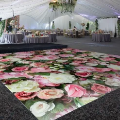 Premium Vinyl Dance Floor Wrap Custom Size - Romance Rose Garden