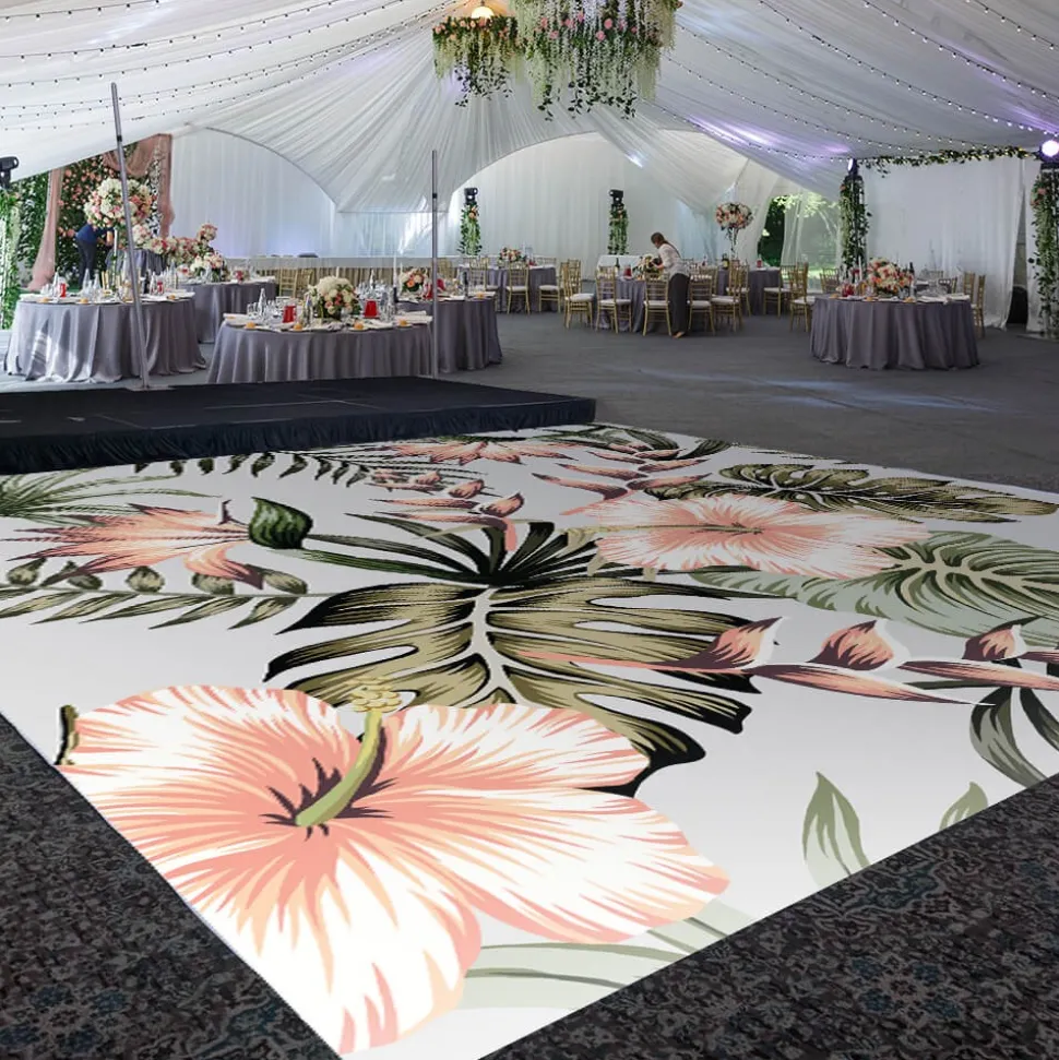 Premium Vinyl Dance Floor Wrap Custom Size - Tropical Blossom