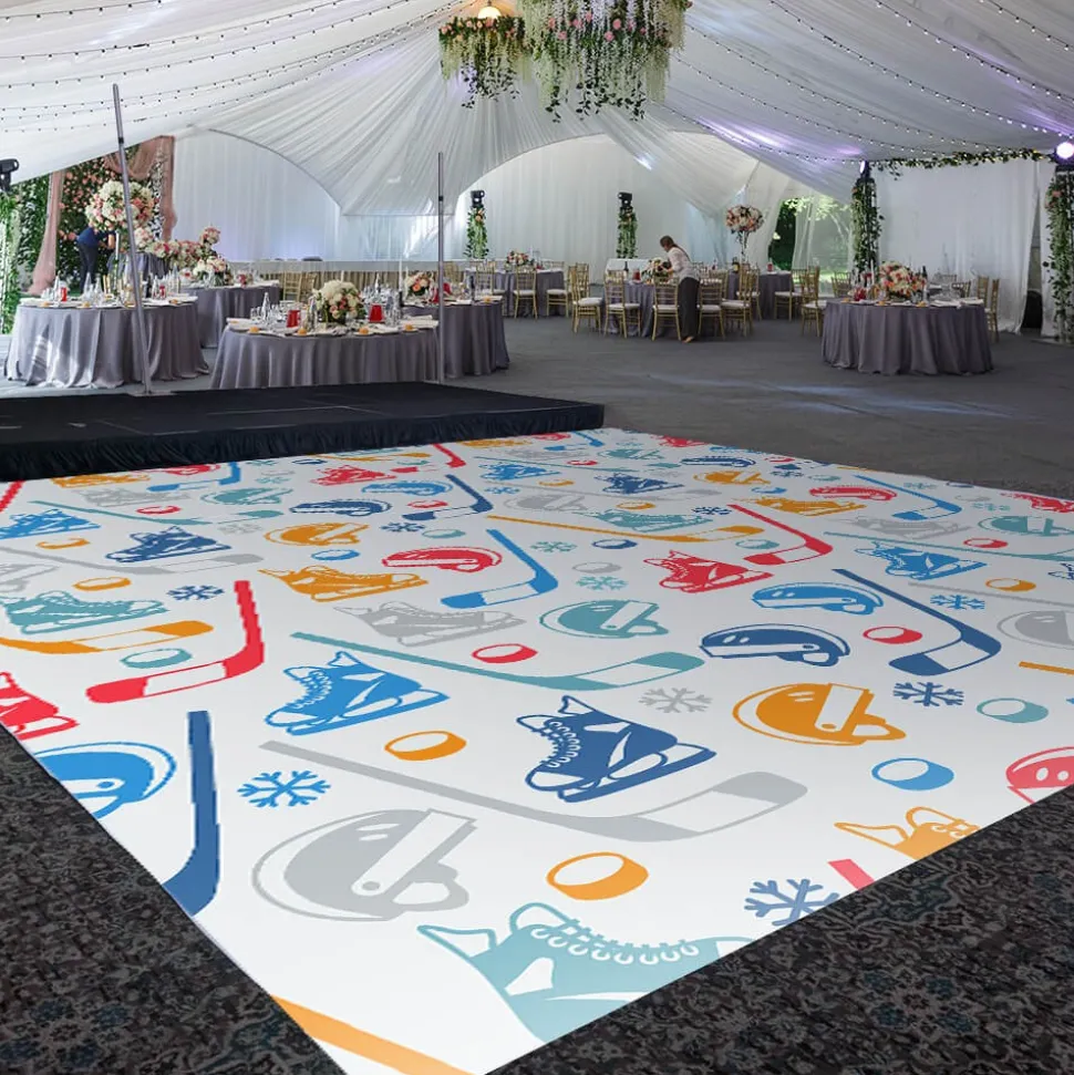 Premium Vinyl Dance Floor Wrap Custom Size - Boys Birthday Hockey Play