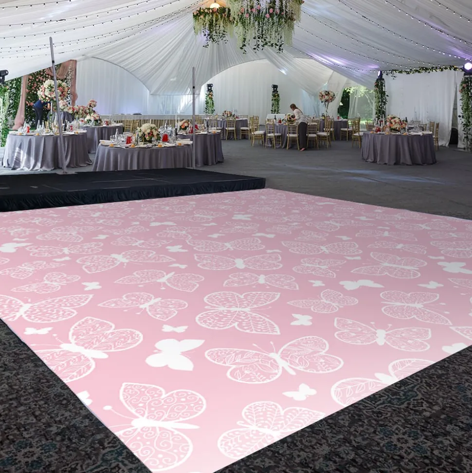 Premium Vinyl Dance Floor Wrap Custom Size - Children's Birthday Butterflies Rose