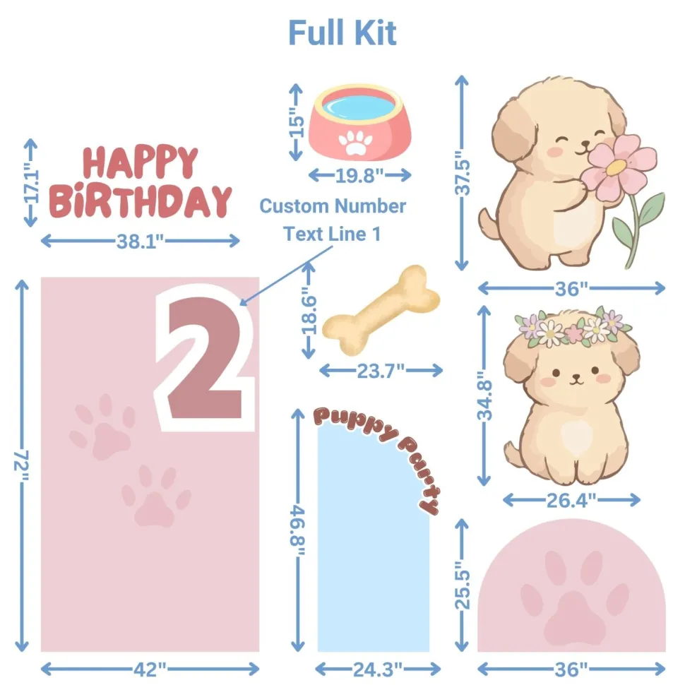 Puppy Part 2 Foam Core Birthday Backdrop Kit by PopScene™