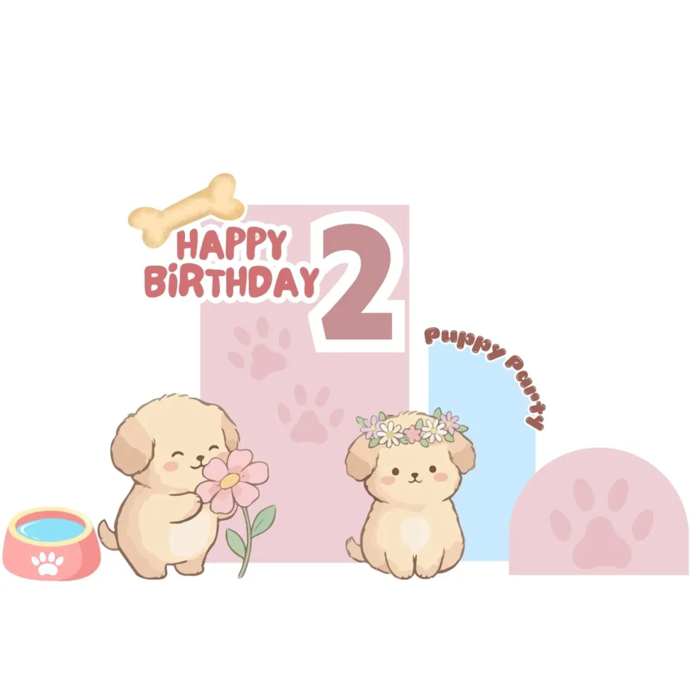 Puppy Part 2 Foam Core Birthday Backdrop Kit by PopScene™