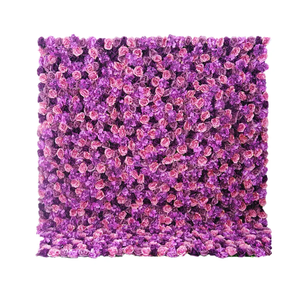 Purple & Pink Mixed Florals - Curtain Style Floral Wall - Easy Install! Select Size