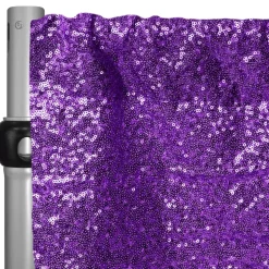 Purple Sequin Backdrop Curtain w/ 4" Rod Pocket by Eastern Mills - 10ft Long x 4.5ft Wide