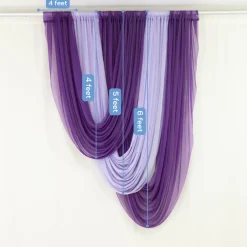 Purple Sheer Chiffon Valance Curtain – Curved Backdrop Swag Topper with Rod Pocket (4ft Wide x 4ft, 5ft, 6ft Height Options)
