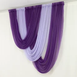 Purple Sheer Chiffon Valance Curtain – Curved Backdrop Swag Topper with Rod Pocket (4ft Wide x 4ft, 5ft, 6ft Height Options)