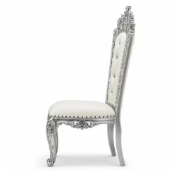 Queen Thronet Chair - White Vinyl/Silver Frame