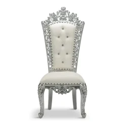 Queen Thronet Chair - White Vinyl/Silver Frame