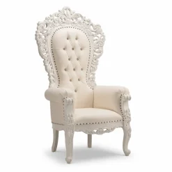 Queenship Throne Chair - White Vinyl/White Frame