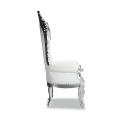 Queenship Throne Chair - White Vinyl/Silver Frame