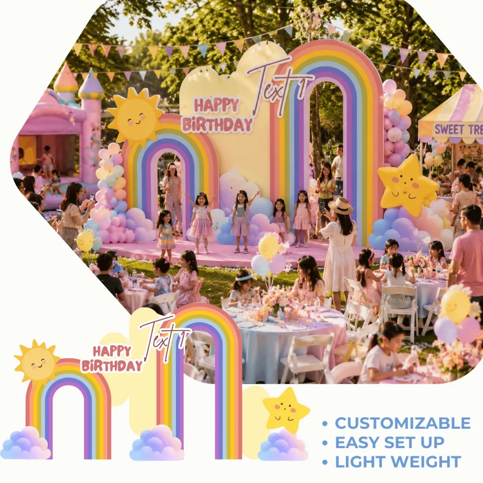 Rainbow Magic Foam Core Birthday Backdrop Kit by PopScene™