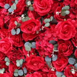 Red Rose Floral Wall - Curtain Style - Easy Install! Select Size