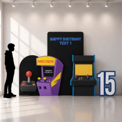 Retro Arcade Foam Core Birthday Backdrop Kit by PopScene™