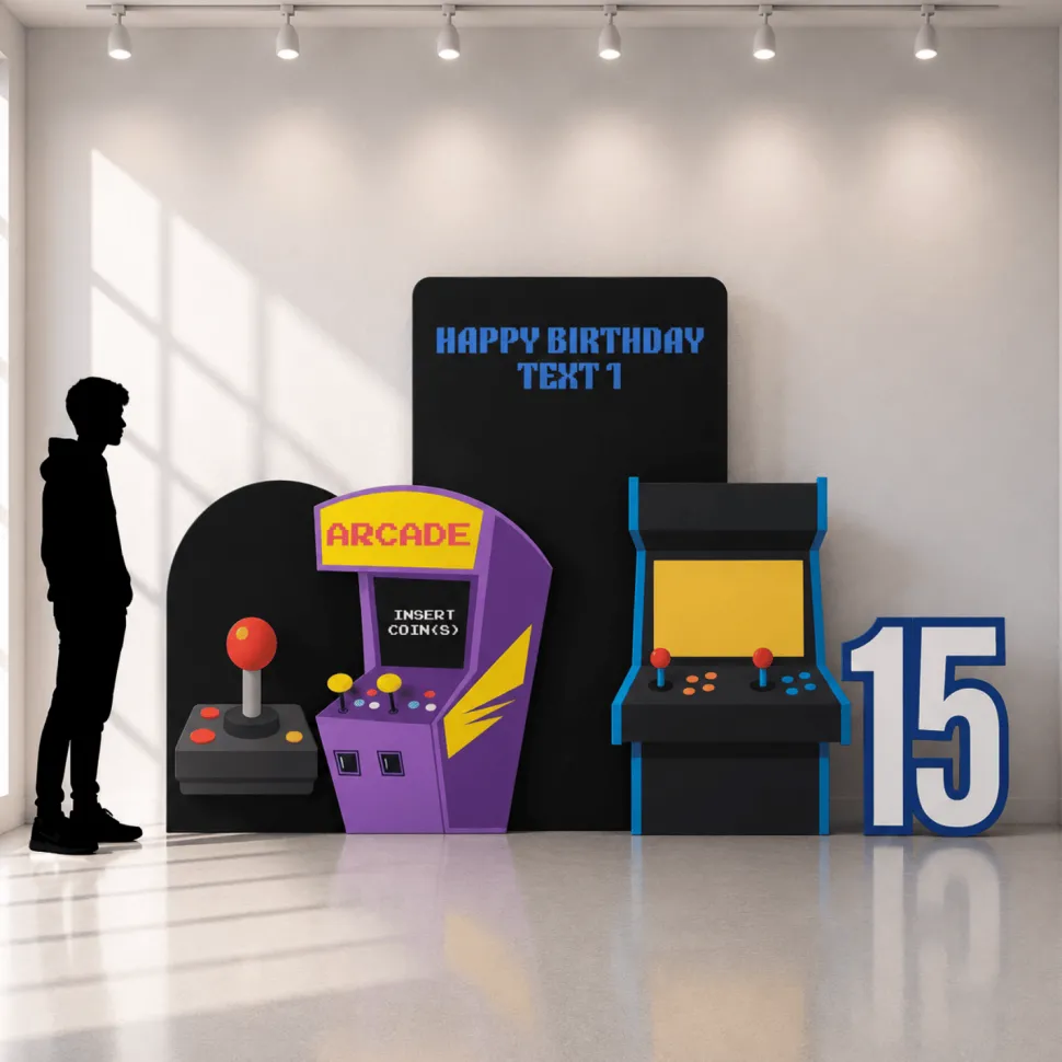 Retro Arcade Foam Core Birthday Backdrop Kit by PopScene™