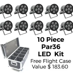 Room LED Lighting Kit - Par36 - 10 Lights W/ Free Flight Case!