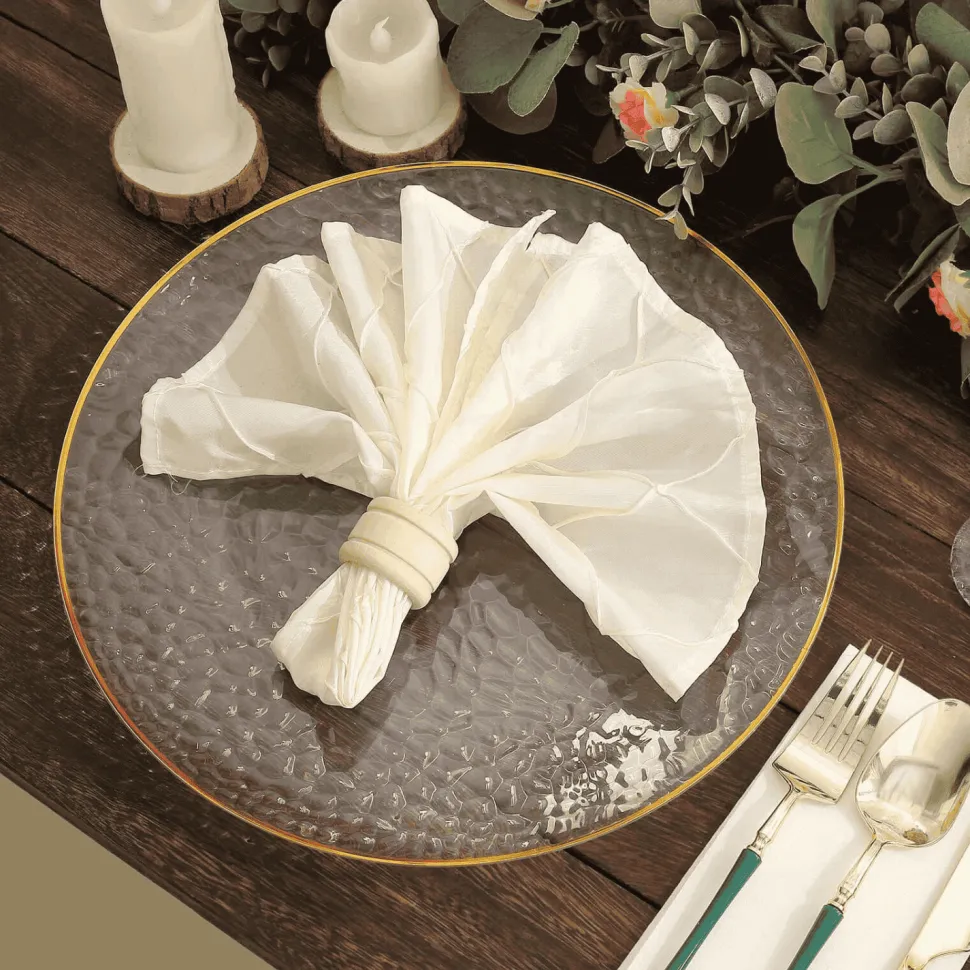 13" Round Clear Hammered Charger Plates with Gold Rim – 20 Pack Reusable Economy Plastic Decorative Chargers