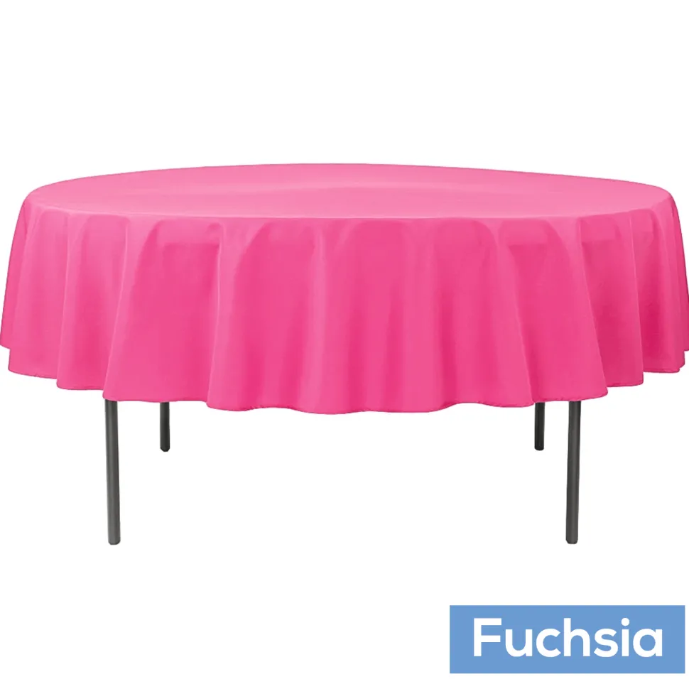 90" Round 200 GSM Polyester Tablecloth - Fuchsia
