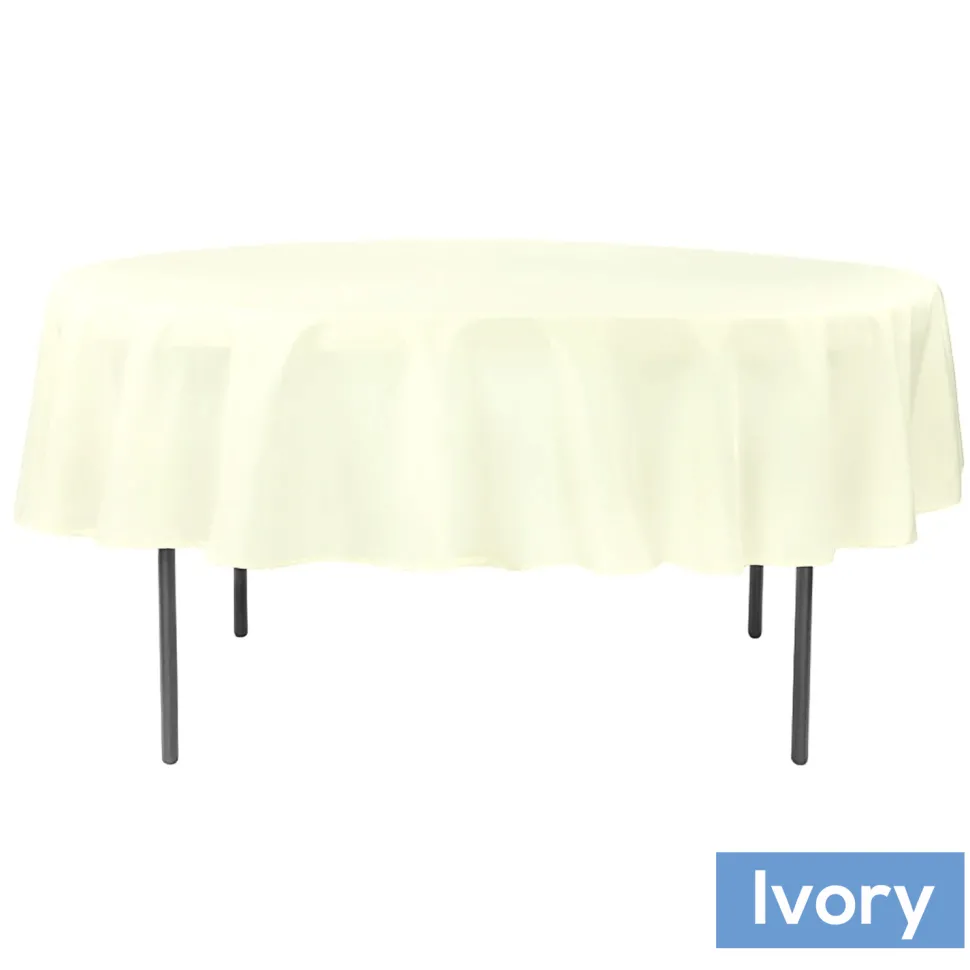 90" Round 200 GSM Polyester Tablecloth - Ivory