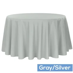 108" Round 200 GSM Polyester Tablecloth - Gray/Silver