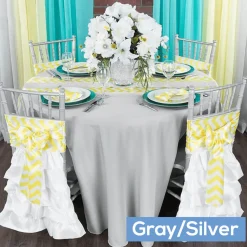 108" Round 200 GSM Polyester Tablecloth - Gray/Silver