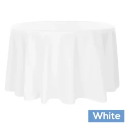 108" Round 200 GSM Polyester Tablecloth - White