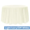 120" Round 200 GSM Polyester Tablecloth - Light Ivory/Off White