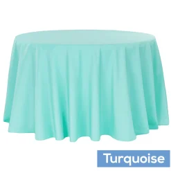 120" Round 200 GSM Polyester Tablecloth - Turquoise