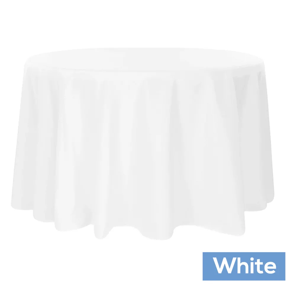 120" Round 200 GSM Polyester Tablecloth - White