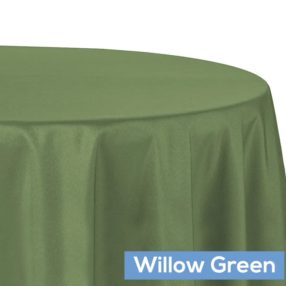 120" Round 200 GSM Polyester Tablecloth - Willow Green