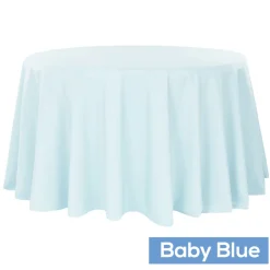 132" Round 200 GSM Polyester Tablecloth - Baby Blue