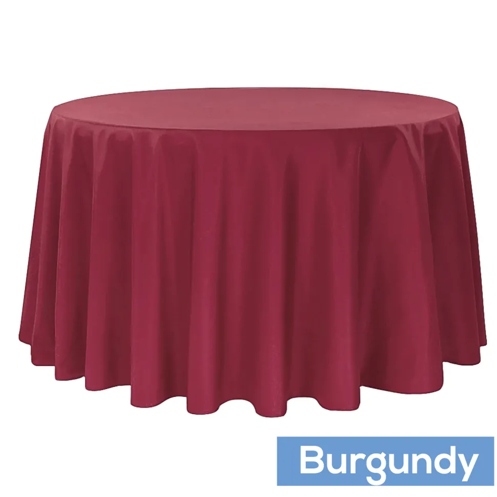 132" Round 200 GSM Polyester Tablecloth - Burgundy