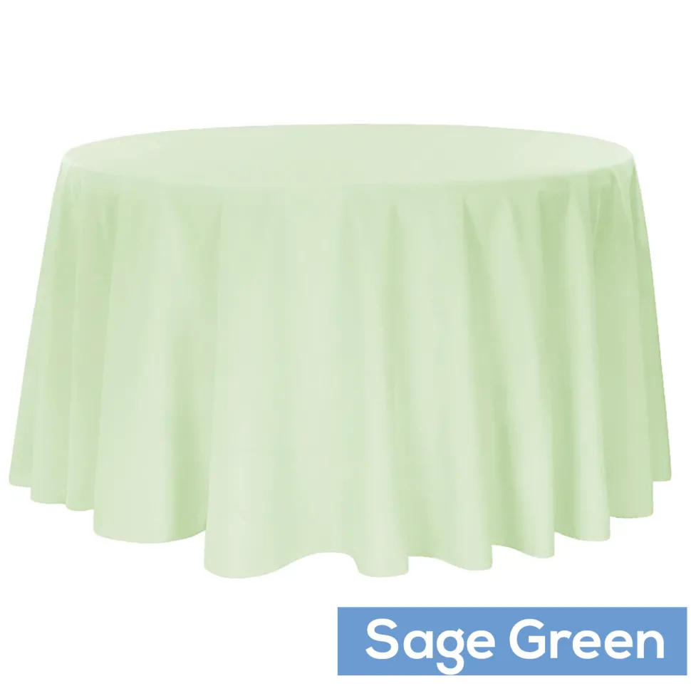 120" Round 200 GSM Polyester Tablecloth - Sage Green