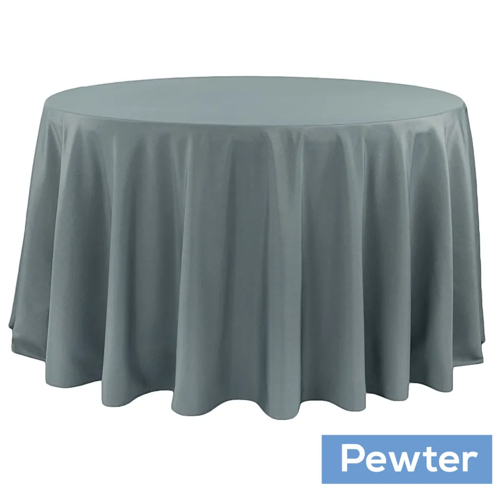 132" Round 200 GSM Polyester Tablecloth - Pewter