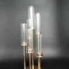 Round Metal Cluster Candle Holder, Six Arm 24"- Gold
