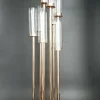 Round Metal Cluster Candle Holder, Eight Arm 42"- Gold