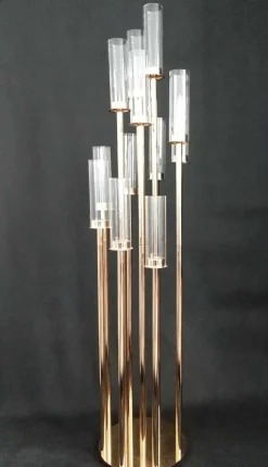 Round Metal Cluster Candle Holder, Twelve Arm 54"- Gold