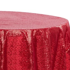 120" Round Sequin Tablecloth - Apple Red