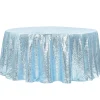 120" Round Sequin Tablecloth - Baby Blue