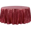 120" Round Sequin Tablecloth - Burgundy