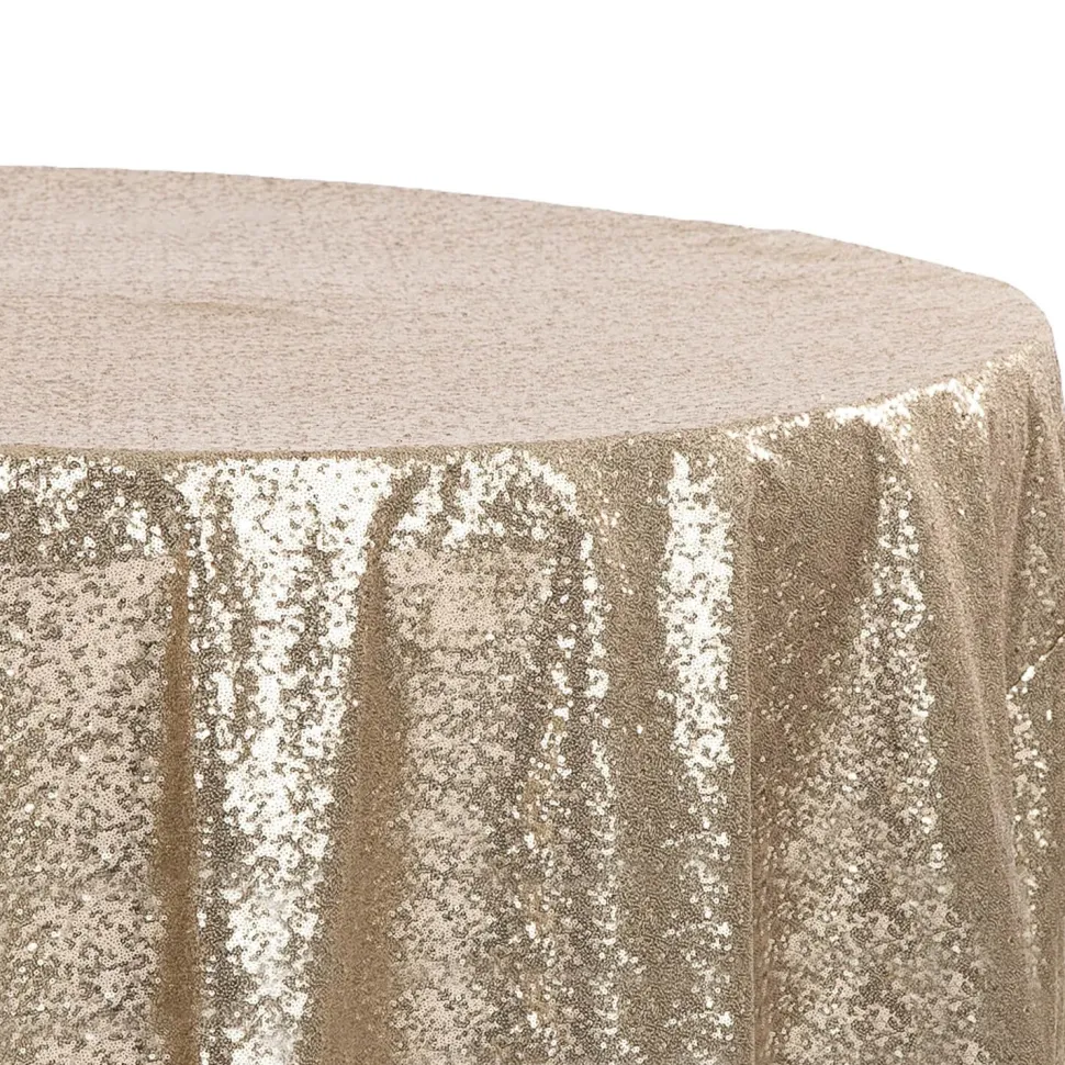 120" Round Sequin Tablecloth - Champagne
