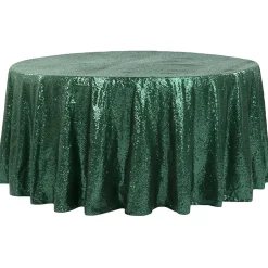 120" Round Sequin Tablecloth - Emerald Green