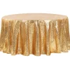 132" Round Sequin Tablecloth - Gold